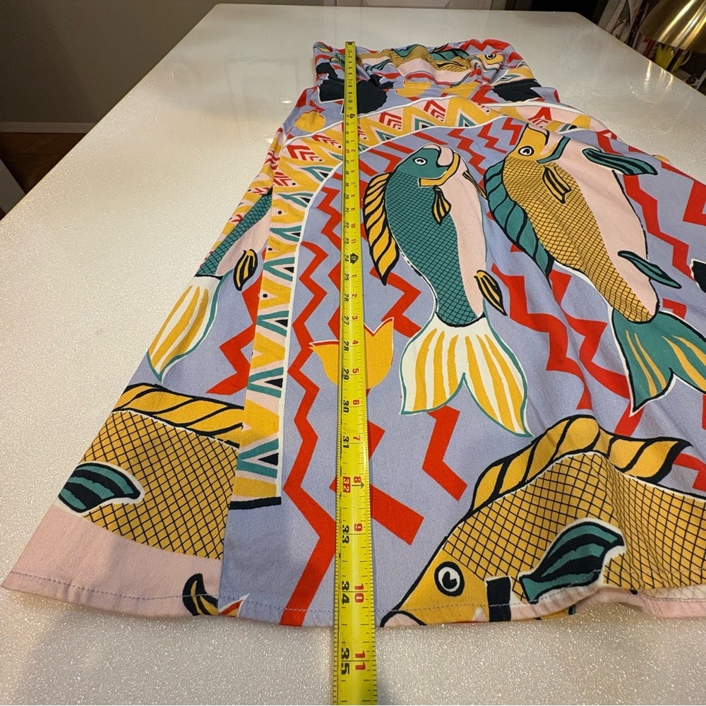 Eva Franco Dress Strapless Bold Fish Print Art To Wear Yellow Blue Black Pink - Picture 15 of 15